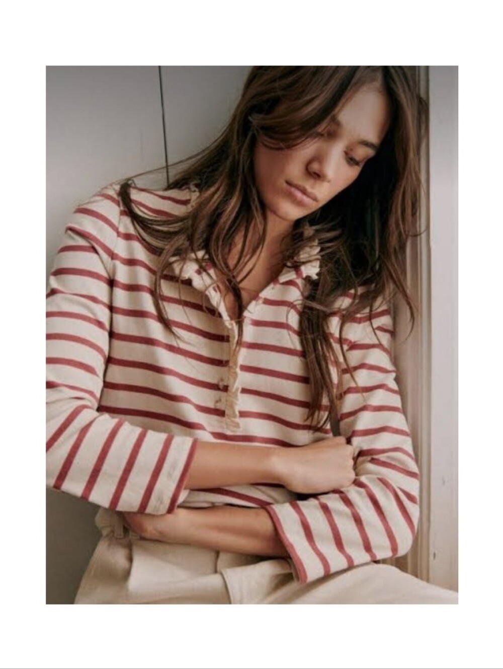 Sezane Gaël Marinière Striped Long Quarter Sleeve Shirt, Size XS
